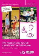 Titel einer Broschüre mit einem Foto von zwei Frauen, die sich in Gebärdensprache unterhalten, einem Foto mit zwei Männern, einer davon im Rollstuhl, und der Schrift "Für alle was dabei"