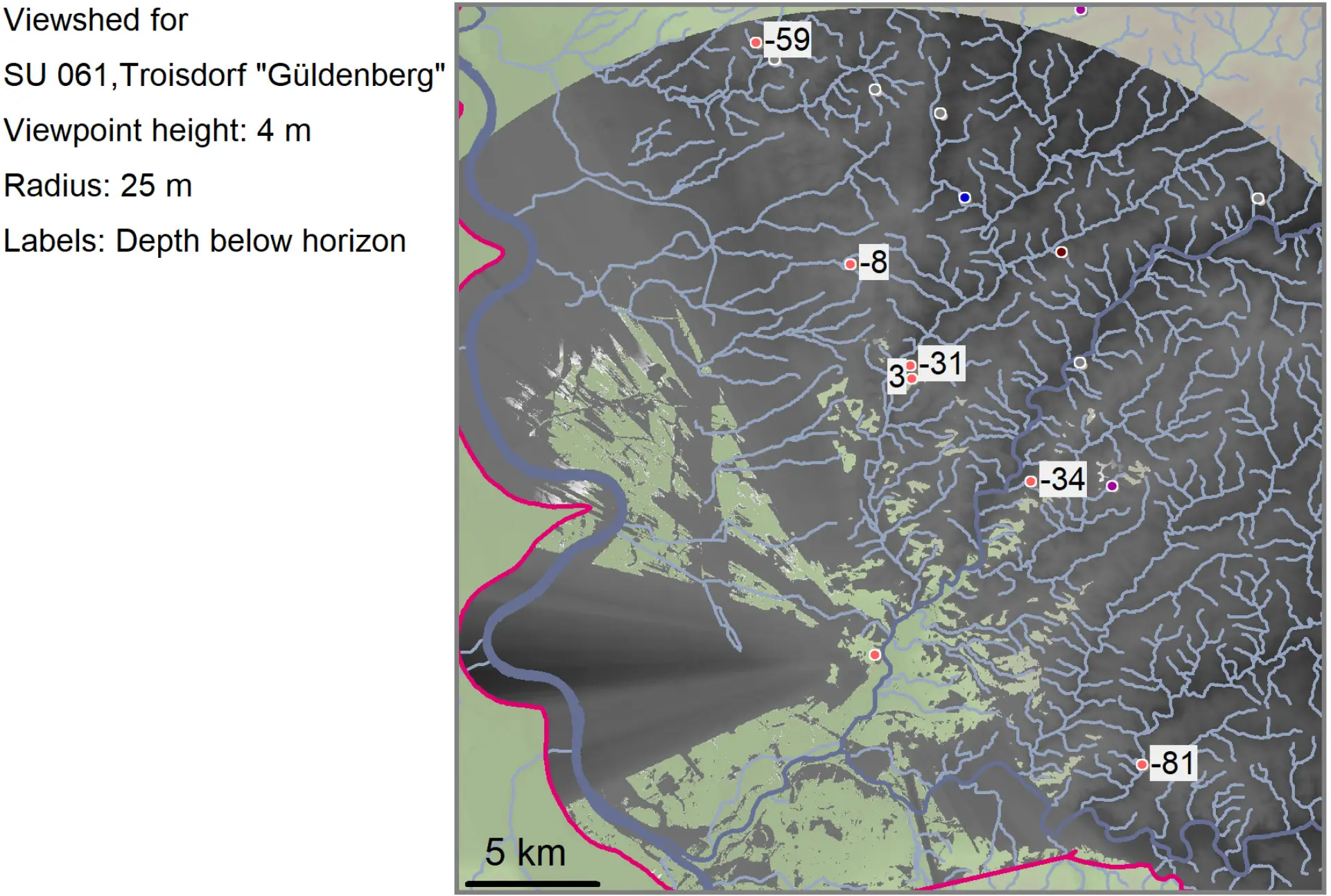 Sichtfeldanalyse für den Güldenberg bei Troisdorf 