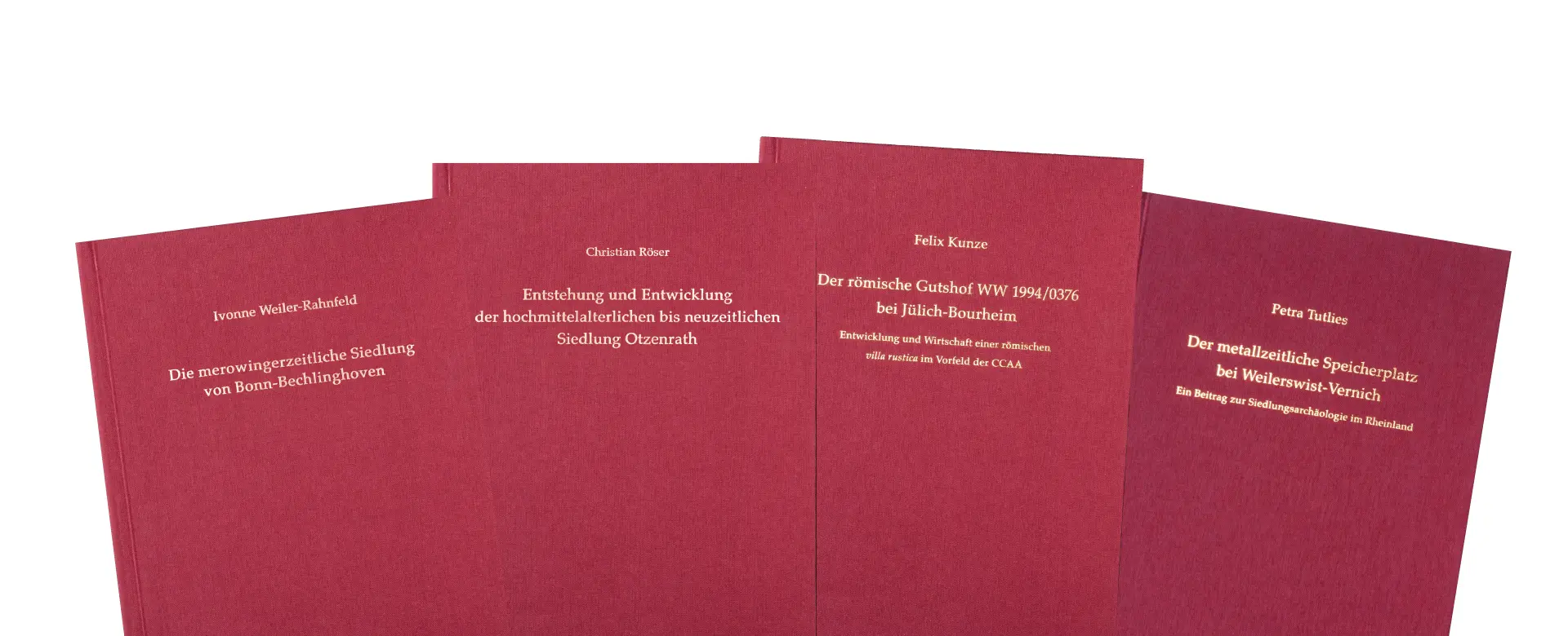 Sammelaufnahme von vier Bänden der Rheinischen Ausgrabungen.