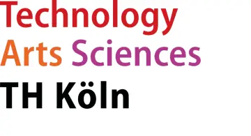  bunter Schriftzug "Technology Arts Sciences TH Köln"