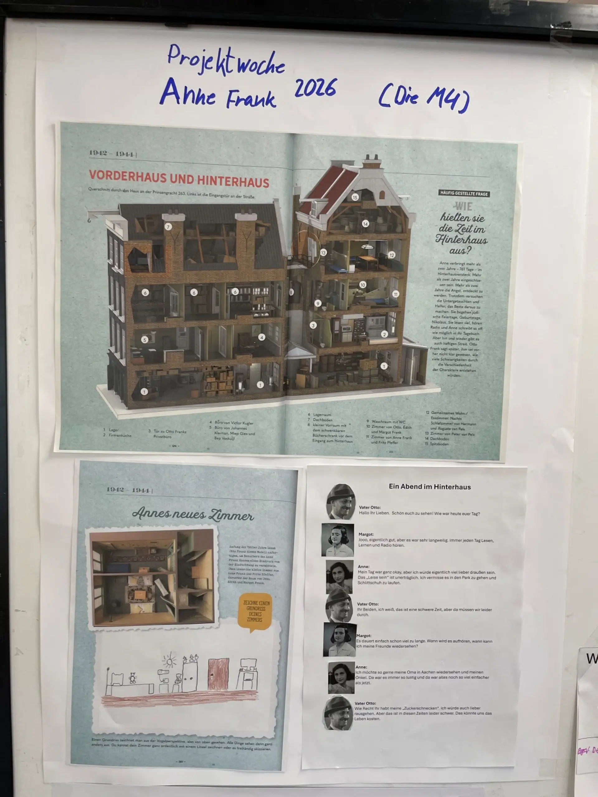 Poster zum Versteck von Anne Frank im Hinterhaus.