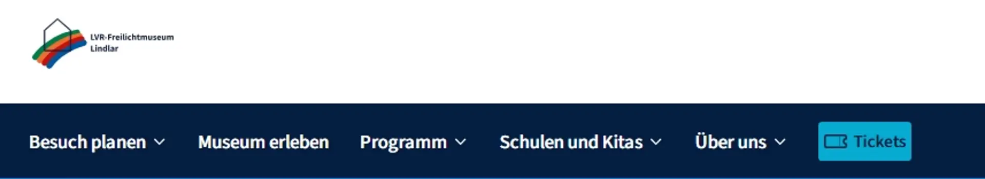 Screenshot: Menü der Internetseite