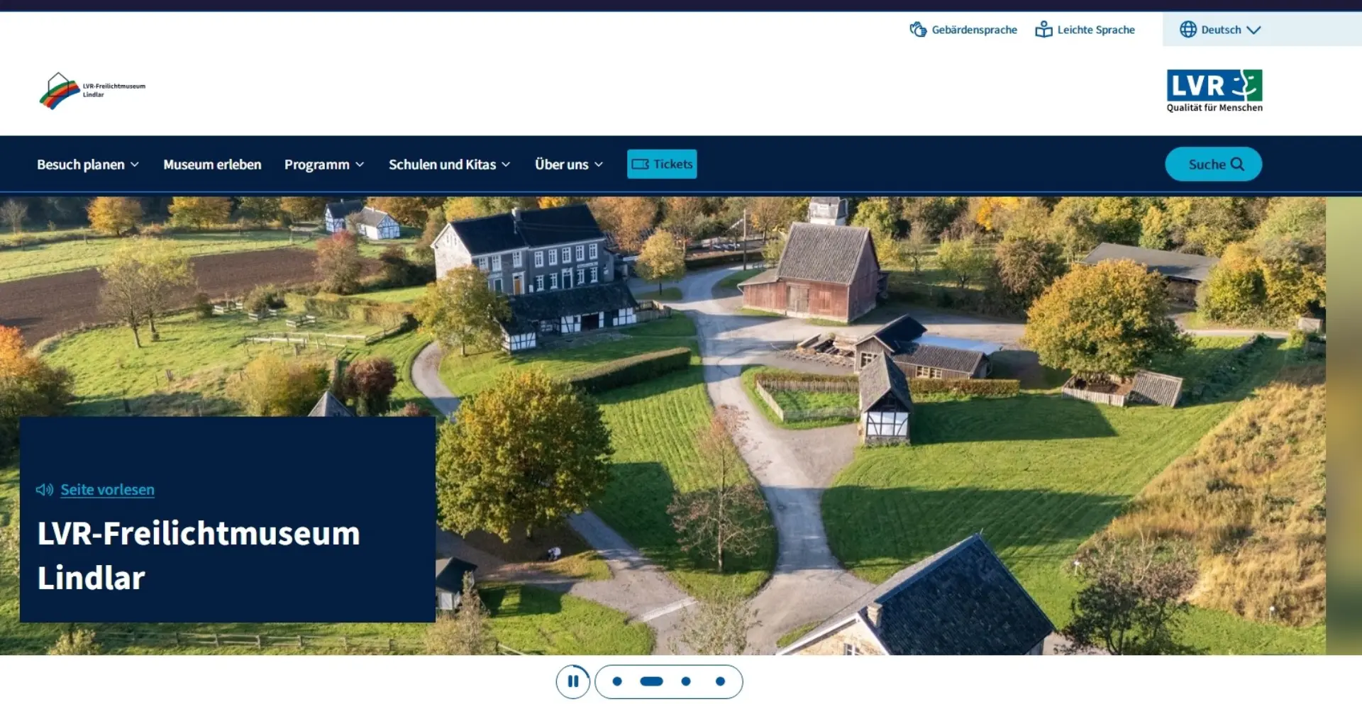 Screenshot: Startseite