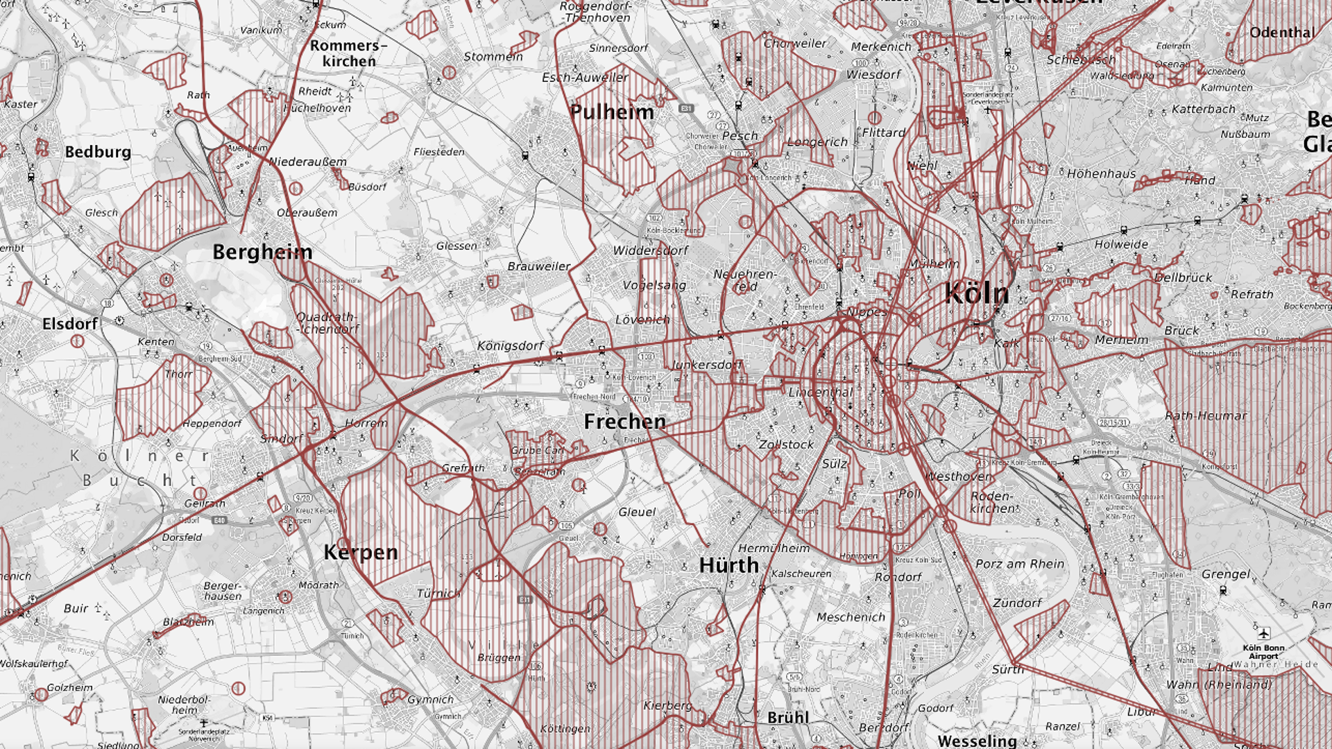 Ausschnitt einer Karte aus dem Kulturlandschaftlichen Fachbeitrag zur Regionalplanung in Köln