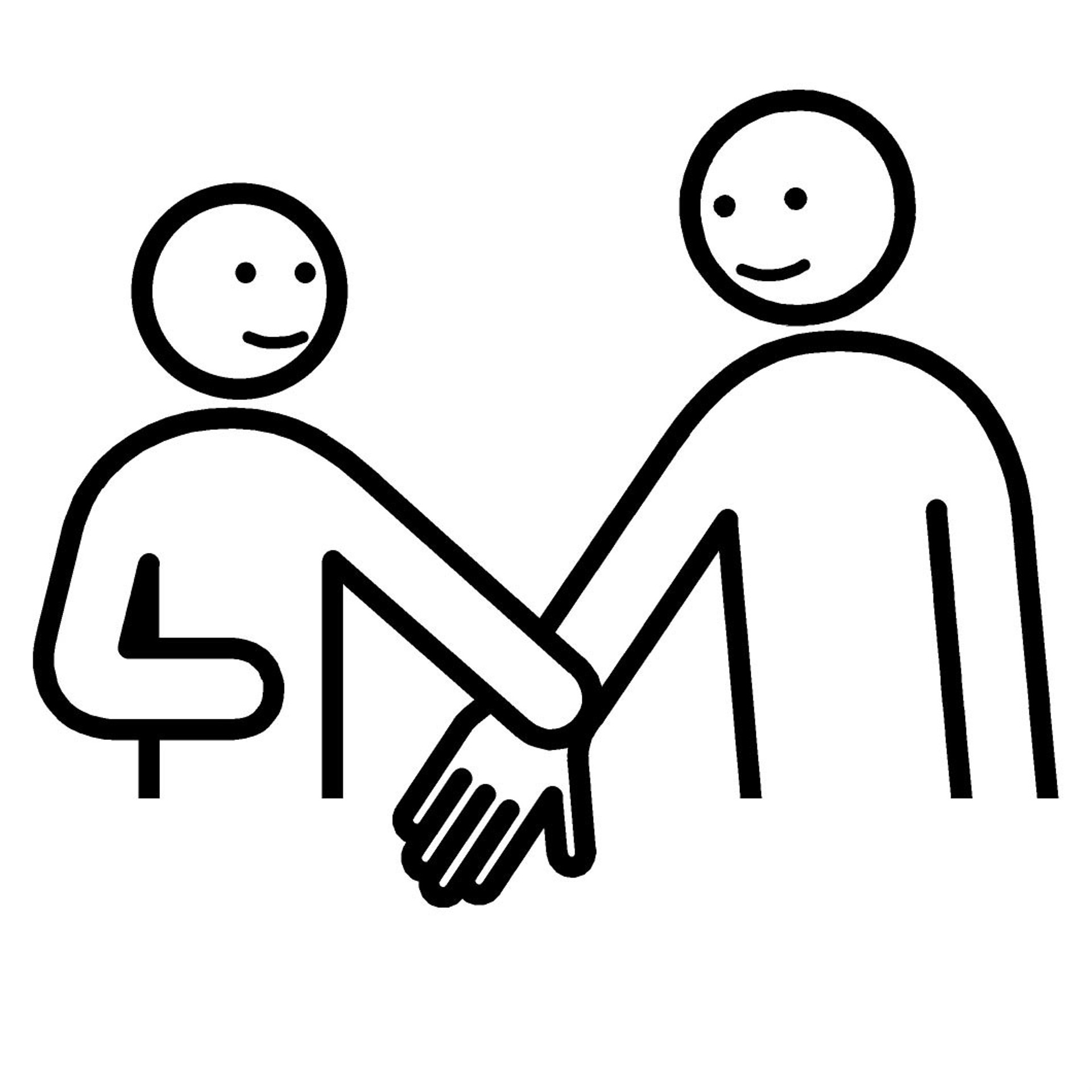 Sybolische Darstellung: Eine Person greift eine zweite Person am Arm.