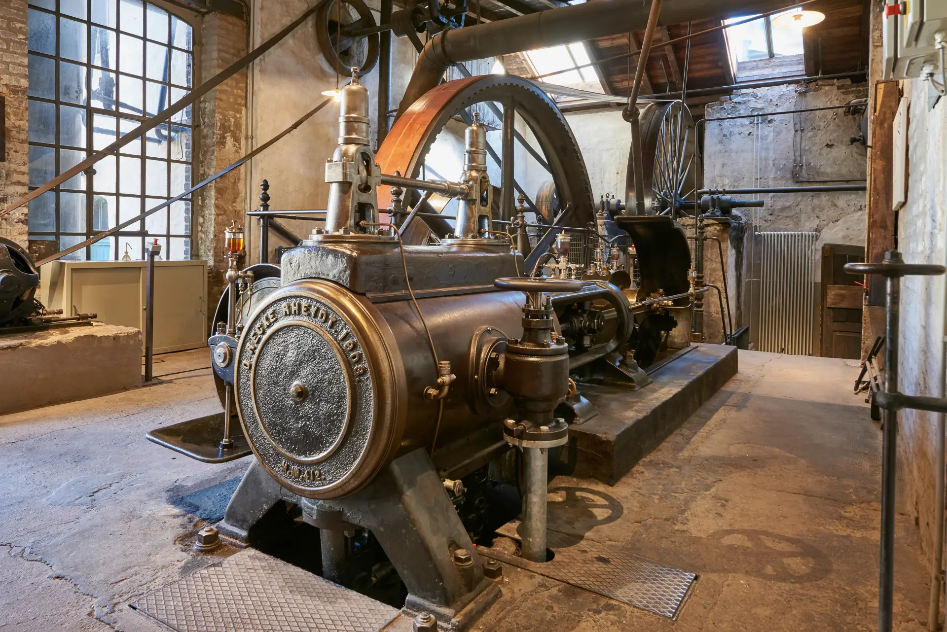 Eine historische Dampfmaschine.