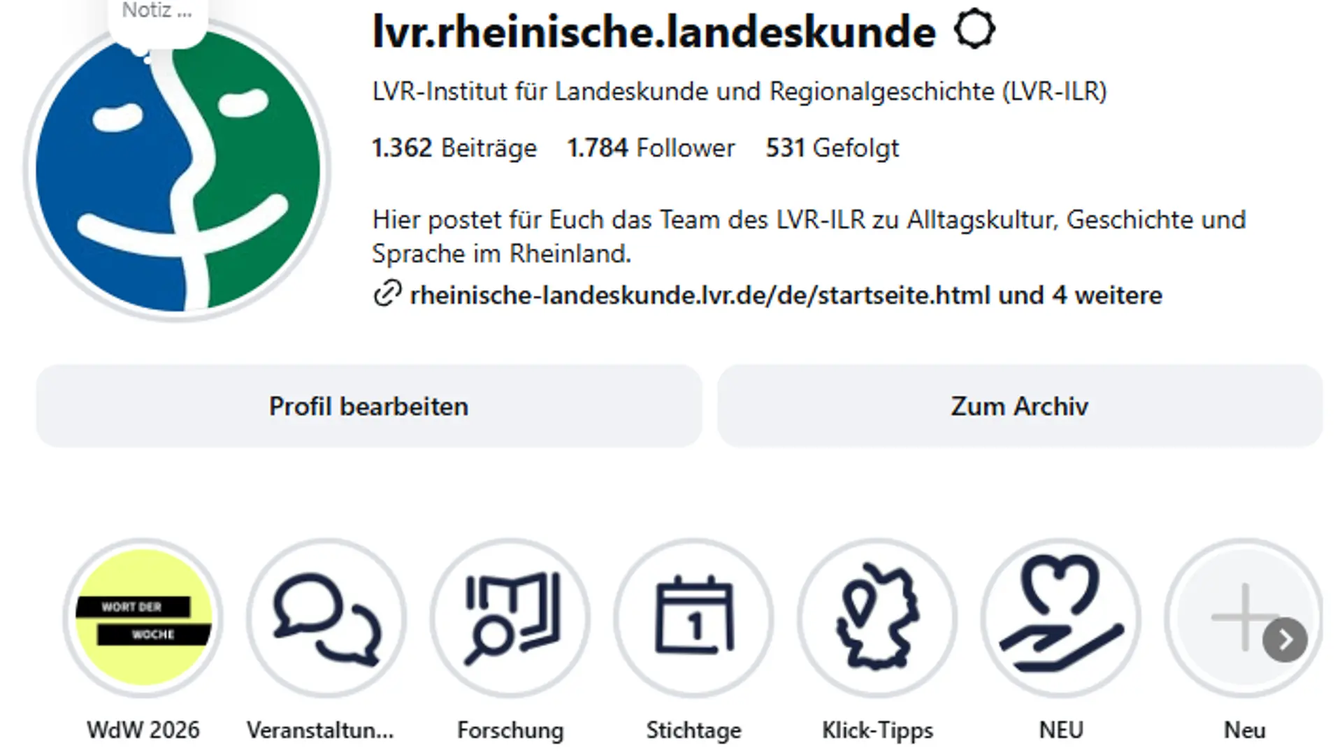Screenshot eines LVR-gestalteten magenta-farbenen Facebook-Icons.