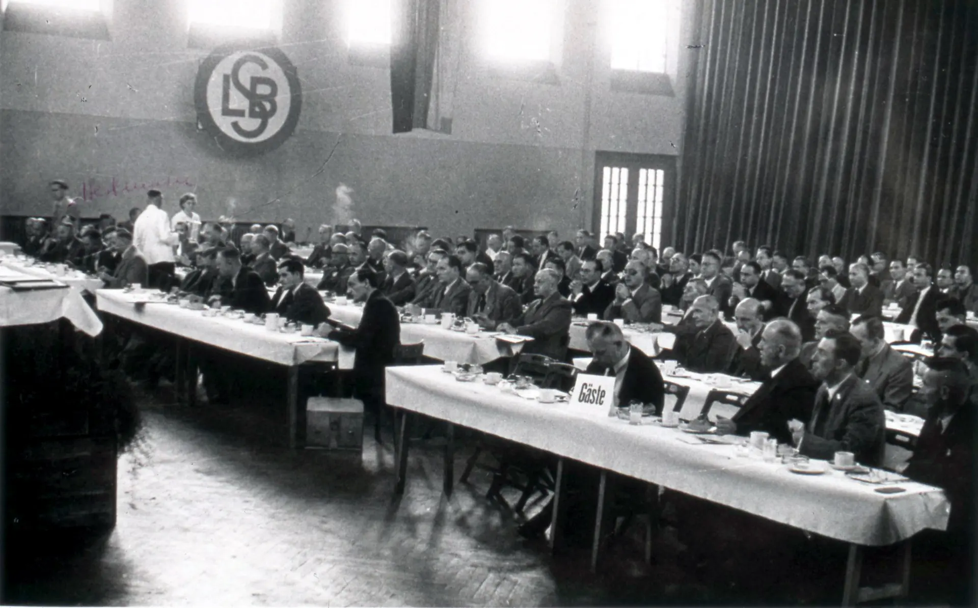 Erster Bundestag des Landessportbundes Nordrhein-Westfalen, Blick vom Rednerpult, 7.10.1950.