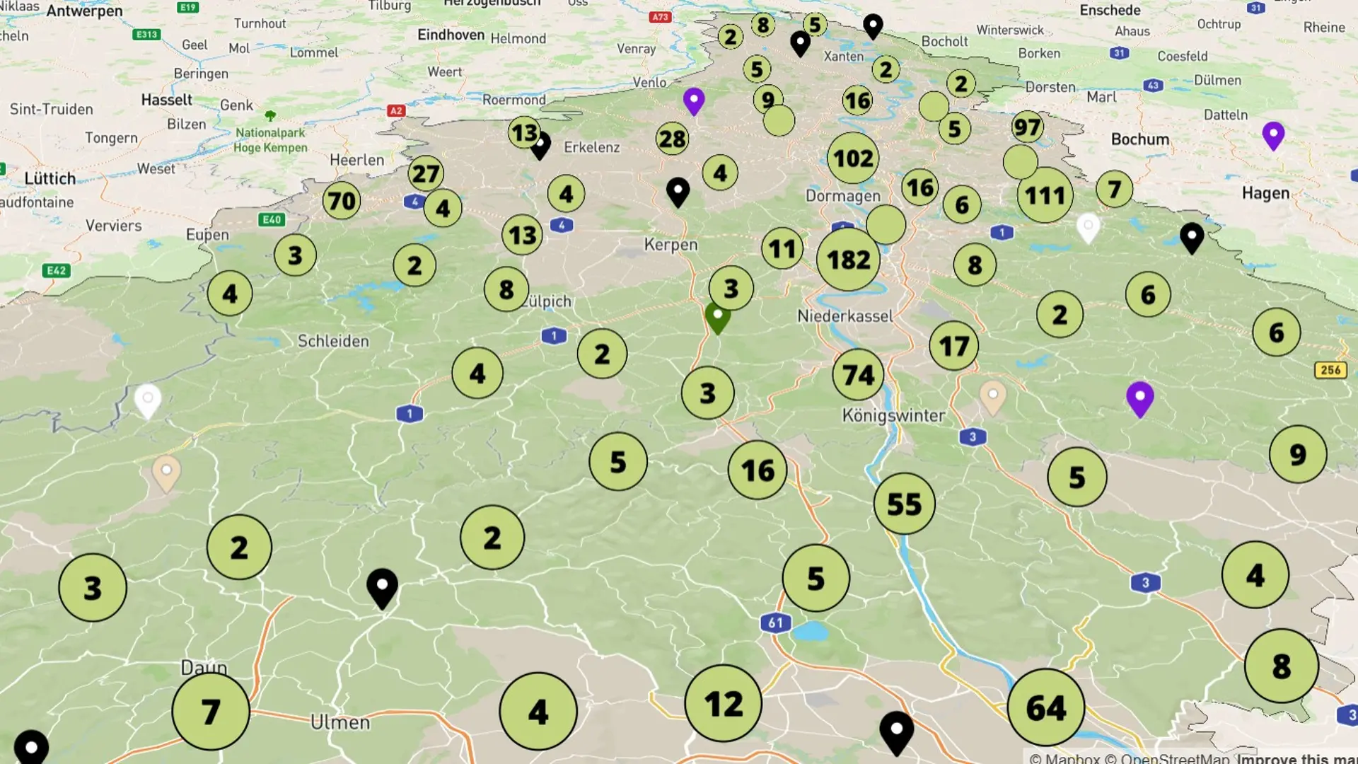 Interaktive Karte mit Projektergebnissen