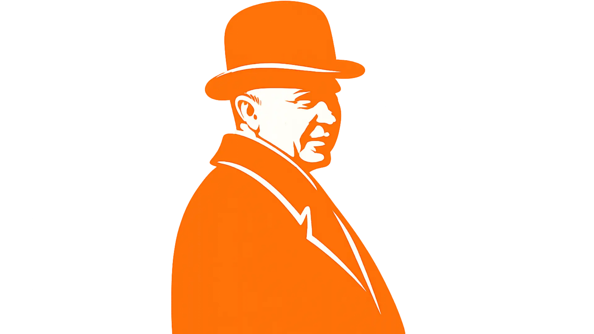 Grafik einer Silhouette Konrad Adenauers in orange weiß.