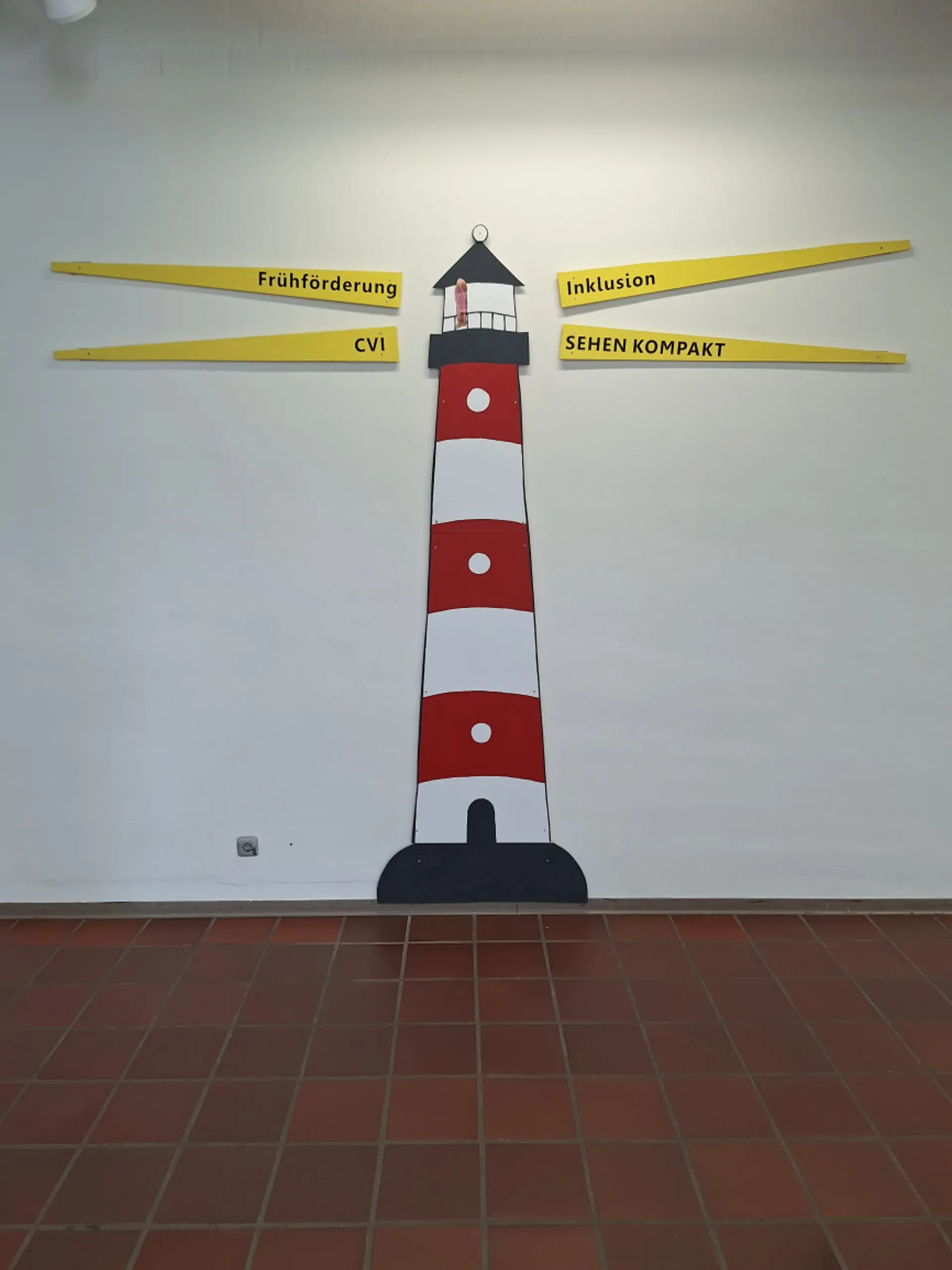 Wandgemälde eines Leuchtturms im Schulflur