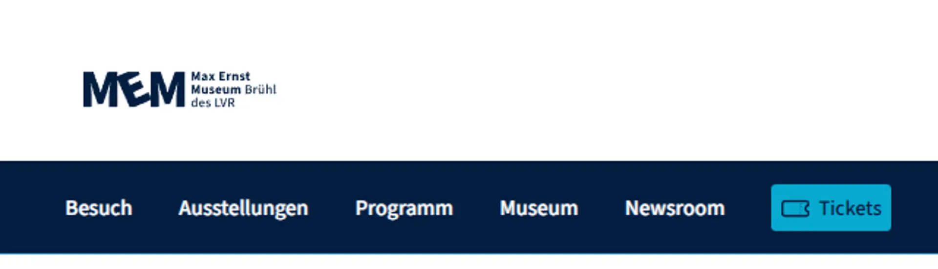 Menüleiste der Website
