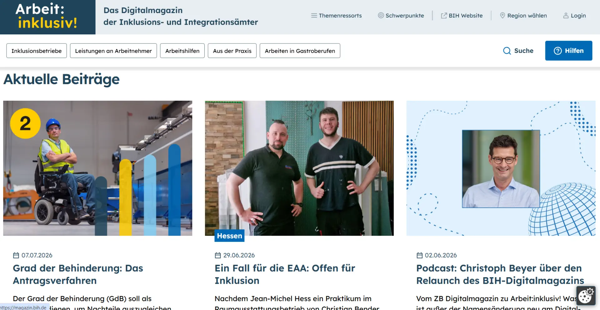 Screenshot des neuen Digitalmagazins (Stand 20.07.2026)