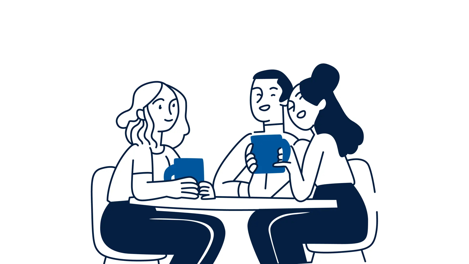 Illustration Gruppe am Tisch mit Kaffee