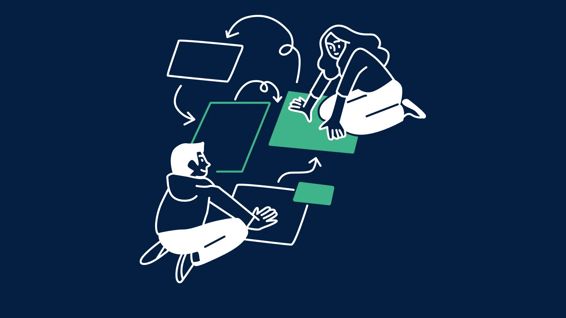 Illustration von Personen, die Kacheln verschieben