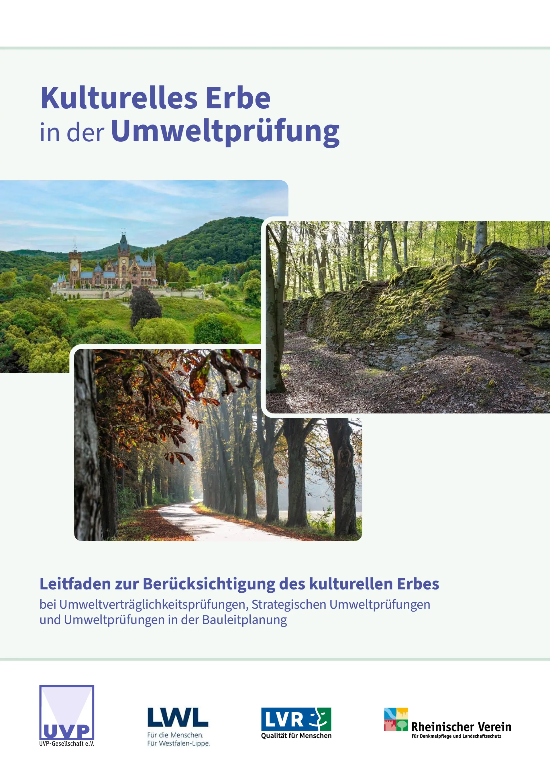 Titelseite einer Publikation des LVR zur Kulturlandschaft im Regionalplan Köln. Oben roter Hintergrund mit weißem Titel „Fachbeitrag Kulturlandschaft zum Regionalplan Köln“, darunter Untertitel „Erhaltende Kulturlandschaftsentwicklung“. In der Bildcollage: eine geschnittene Hecke im Winter, ein Fachwerkhaus, ein Industriekomplex mit Kühltürmen, ein ländliches Wohnhaus mit Garten, eine Kuh auf einer Wiese und ein Bahngleis in einer Landschaft. Unten rechts das LVR-Logo mit dem Slogan „Qualität für Menschen“.