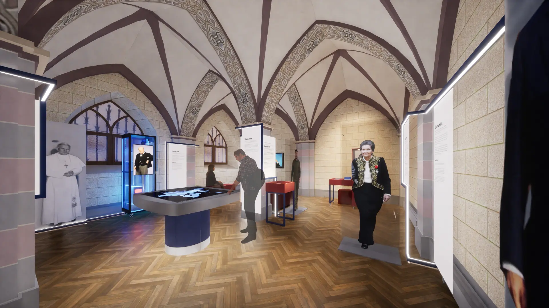 Rendering der geplanten Ausstellungsräumlichkeiten zum Internationalen Karlspreis zu Aachen