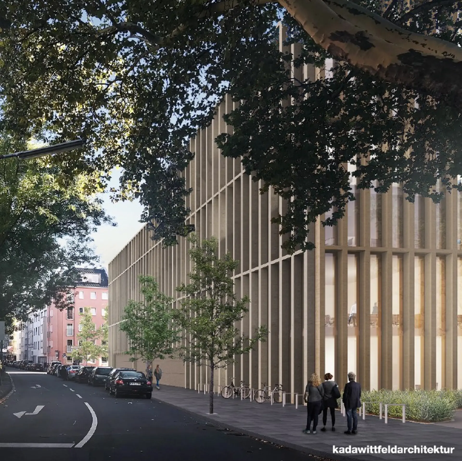Visualisierung Außenansicht des Neubaus Ottoplatz von der Neuhöfferstraße 