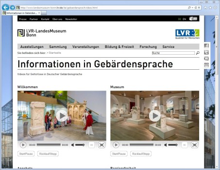 Startseite der Internetseite des LVR-LandesMuseum Bonn
