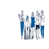 Man sieht eine Illustration von Menschen mit und ohne Behinderung