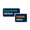 Man sieht das Logo der LVR-Demokratieseite "Demokratie st&auml;rken: Vielfalt leben".