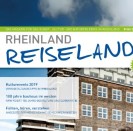 Coverbild des LVR-Kulturmagazins Rheinland-Reiseland 2019. Ansicht des Peter-Behrens-Bau in Oberhausen.