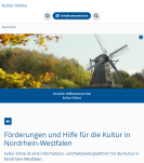 Screenshot: Startseite von kultur-klima.de mit Mühle und Text
