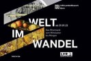 Grafik: schwarzes Plakat mit Text: Welt im Wandel