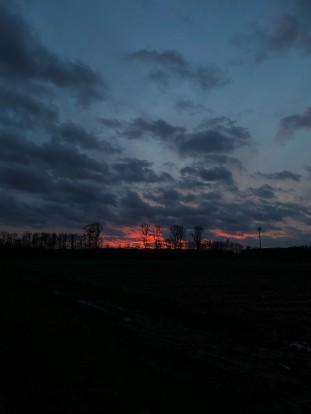 Winterliche Stimmung und Sonnenuntergang am Niederrhein; Foto: Antonia Ahrens / LVR 2024
