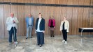 Das Foto zeigt Peter Gabor, 2. stellv. Vorsitzender des Beirats für Inklusion und Menschenrechte, Josef Wörmann, 1. stellv. Vorsitzender des Beirats, Karin Schmitt-Promny, Vorsitzende des Beirats, Ulrike Lubek, LVR-Direktorin, Claudia Middendorf, Beauftragte der Landesregierung für Menschen mit Behinderung sowie für Patientinnen und Patienten in Nordrhein-Westfalen.