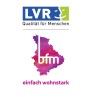 LVR-BFM-Logo: Gebietskarte in hellem Lila mit entsprechendem Schriftzug