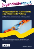 Titelseite des Jugendhilfereports zeigt die Ende zweier oranger Kletterseile, die mit einem Karabinerhaken verbunden sind