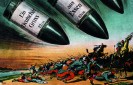 Das Foto zeigt eine Zeichnung, auf der mit Munition auf Menschen geschossen wird.