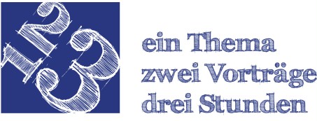 Logo: 123, ein Thema, zwei Vorträge, drei Stunden