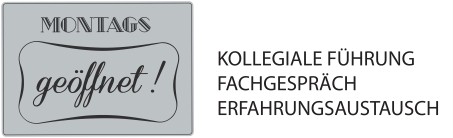 Logo: Montags geöffnet. Kollegiale Führung, Fachgespräch, Erfahrungsaustausch