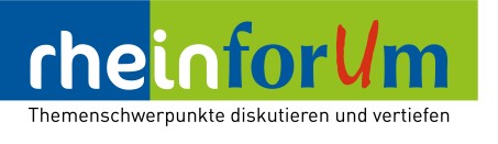Logo der Veranstaltung "rheinforUm". Schriftzug der Zeitschrift "rheinform" ergänzt um ein eingefügtes U zu "rheinforUm