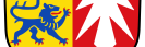 Es besteht aus einem Schild, der zweigteilt ist. Links sind zwei stilisierte blaue Löwen auf gelben Grund zu sehen, rechts ein weißer Schild in Form eines sogenannten Nesselblatts auf rotem Grund.
