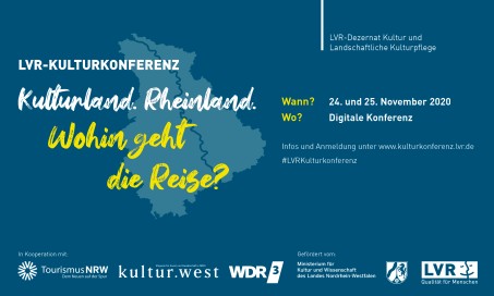 Textgrafik: LVR-Kulturkonferenz. Kulturland Rhenland. Wohin geht die Reise?