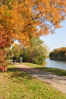 Das Bild zeigt einen Weg entlang des Kanals.