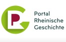 Ein rot-weiß-grünes Logo mit dem Schriftzug Portal Rheinische Geschichte