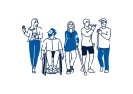 Illustration von Menschen mit verschiedenen Behinderungen
