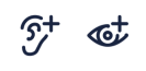 Zwei Icons in Form eines Ohrs und eines Auges.