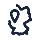 Der Umriss von Deutschland mit einer Markierung auf dem Rheinland.