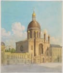 Zeichnung der Außenansicht der Synagoge Glockengasse. © Historisches Archiv der Stadt Köln mit Rheinischem Bildarchiv [rba_c015224] 