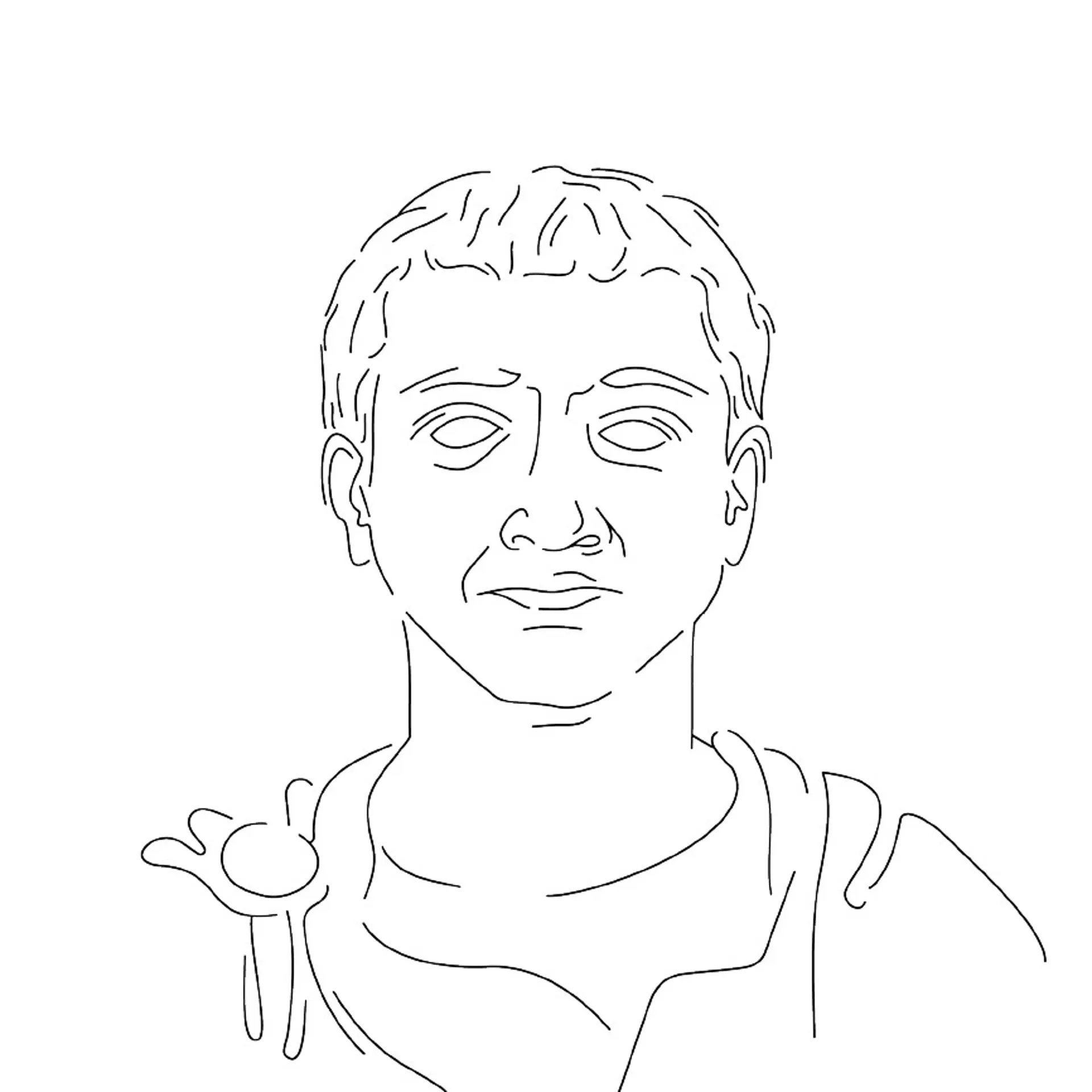 Eine Skizze eines Porträts eines römischen Statthalters. Er trägt eine Toga.