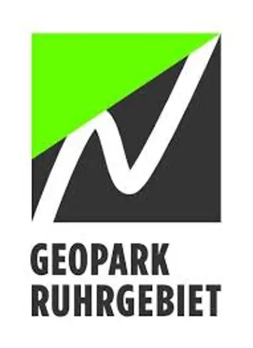  Das Bild zeigt das Logo des GeoParks Ruhrgebiet e.V. als Quadrat mit einem Dreieck oben links und einer Schlangenlinie durch das Bild