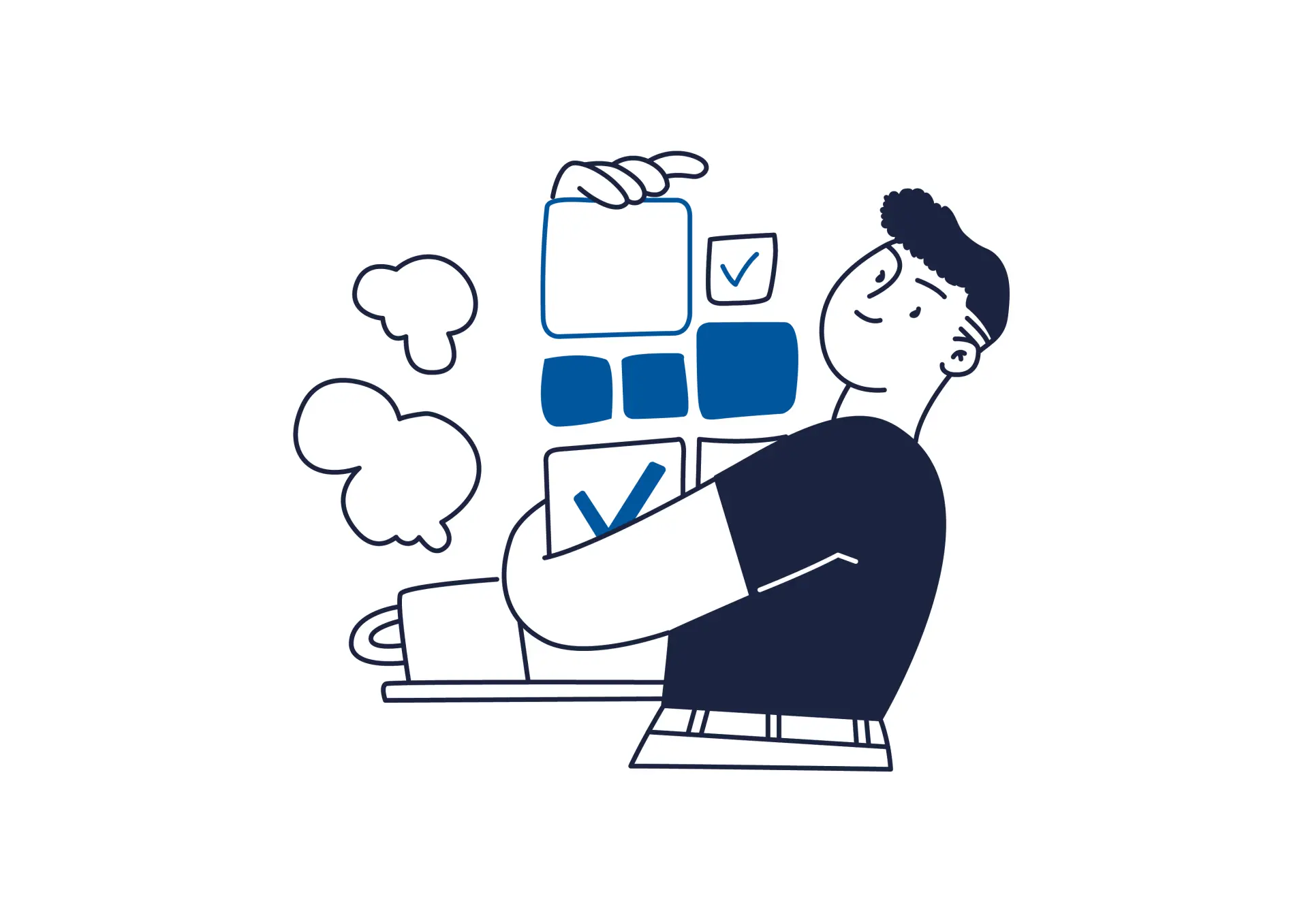 Illustration eines Mannes mit Boxen