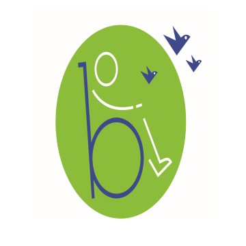 Das Logo des Förderverein ist ein grüner Kreis, in dem die Strichzeichnung eines Rollstuhlfahrers abgebildet ist. Der Rollstuhl ist als Buchstabe b dargestellt. Aus dem Kreis fliegen drei stilisierte blaue Vögel.