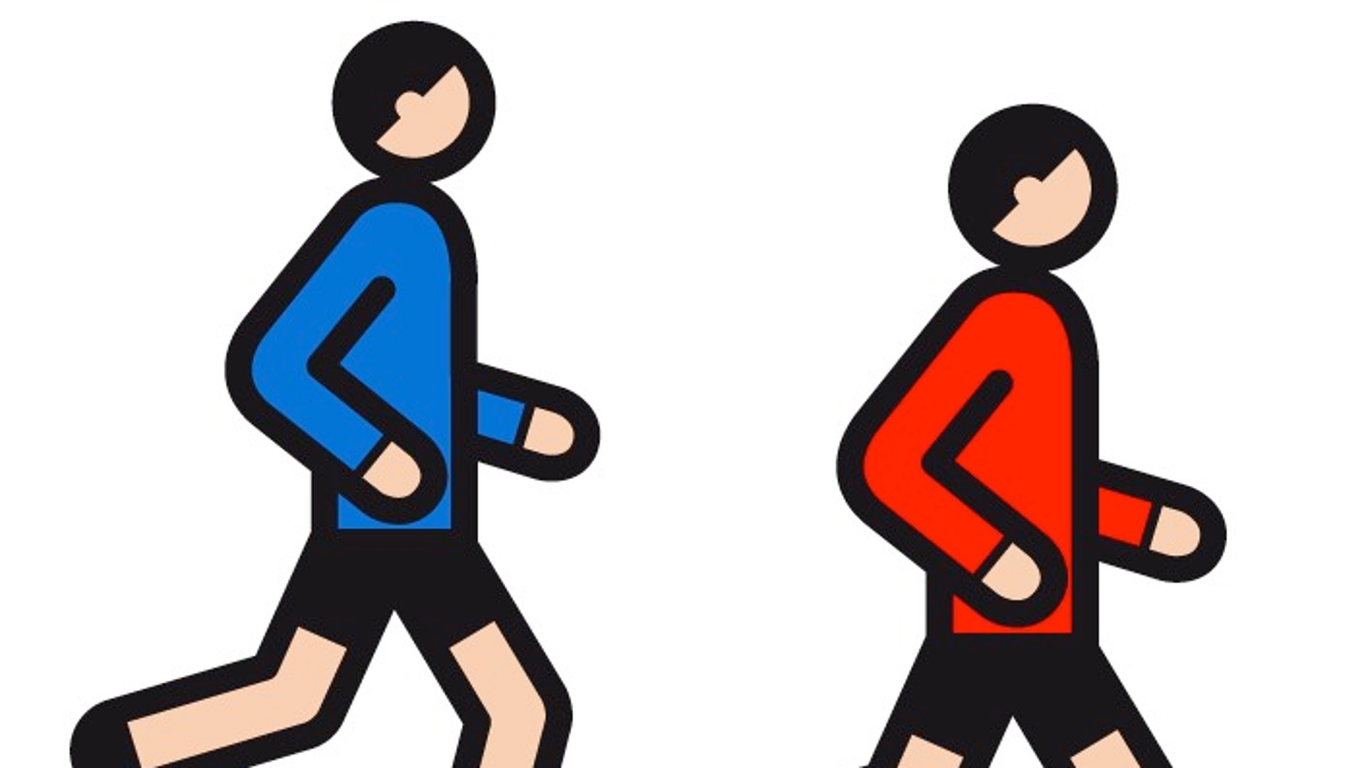 2 Menschen, die rennen. Ein Wettlauf