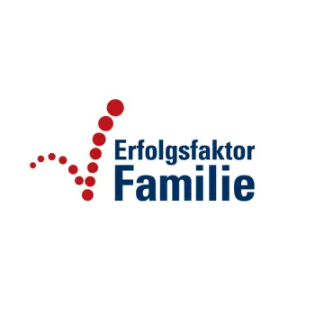  Logo mit dem Schriftzug 'Erfolgsfaktor Familie' und einer stilisierten, aus Punkten bestehenden Figur